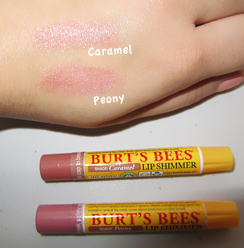 Burt's Bees Lip Shimmers Caramel . Peony . www.beautypointofview.com